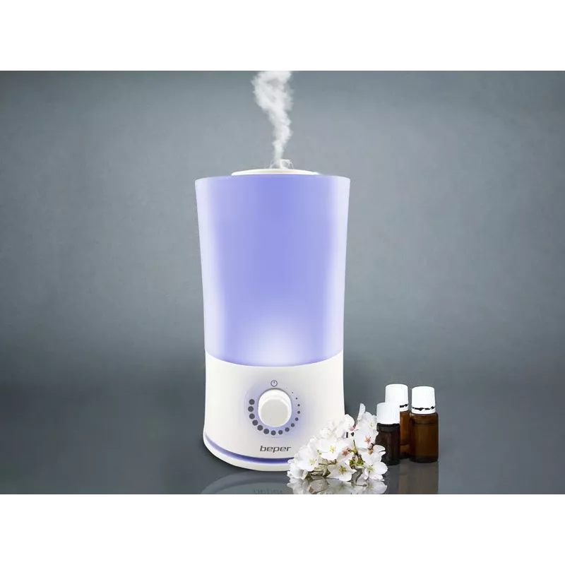 Beper 70.401 diffusore di aromi a ultrasuoni e umidificatore, 2,4 l, LED a 7 colori, 25 W
