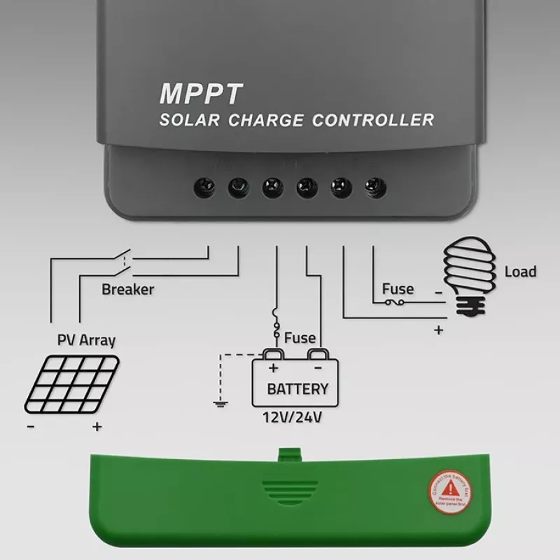 Regolatore di carica solare QOLTEC MPPT 50A 12V/24V con LCD, modello 53664