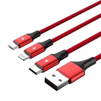 Cavo UNITEK C4049RD USB 1,2 m USB A USB C/Micro-USB B/Lightning rosso