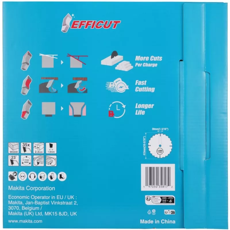 Makita E-24848 Lama EFFICUT per sega circolare a batteria HS013G larghezza di taglio 2,30 (E-24848)