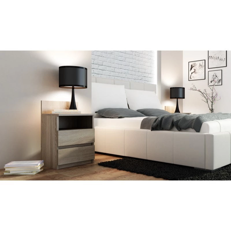 Top E Shop M1 SONOMA MAT comodino, 2 cassetti, rovere