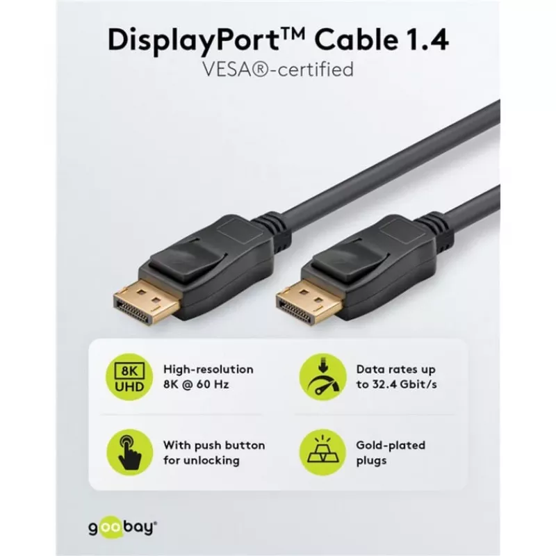Cavo DisplayPort Goobay 74777 1 m nero G-Sync FreeSync