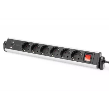Digitus ciabatta da ufficio 6 prese con 3 porte USB cavo 1,5 m