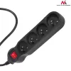 Prolunga elettrica Maclean MCE181 3 m 4 prese AC per interni nero
