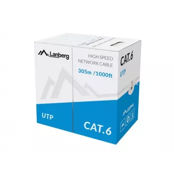 Cavo di rete LANBERG Cat6 U/UTP LCU6-11CU-0305-S, 305 m, 23 AWG, grigio, guaina HDPE