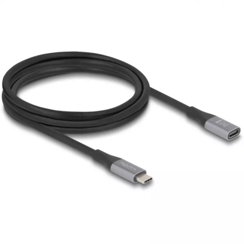Delock 81202 cavo di prolunga USB-C 40 Gbps, maschio-femmina, PD 240 W, 2 m, grigio