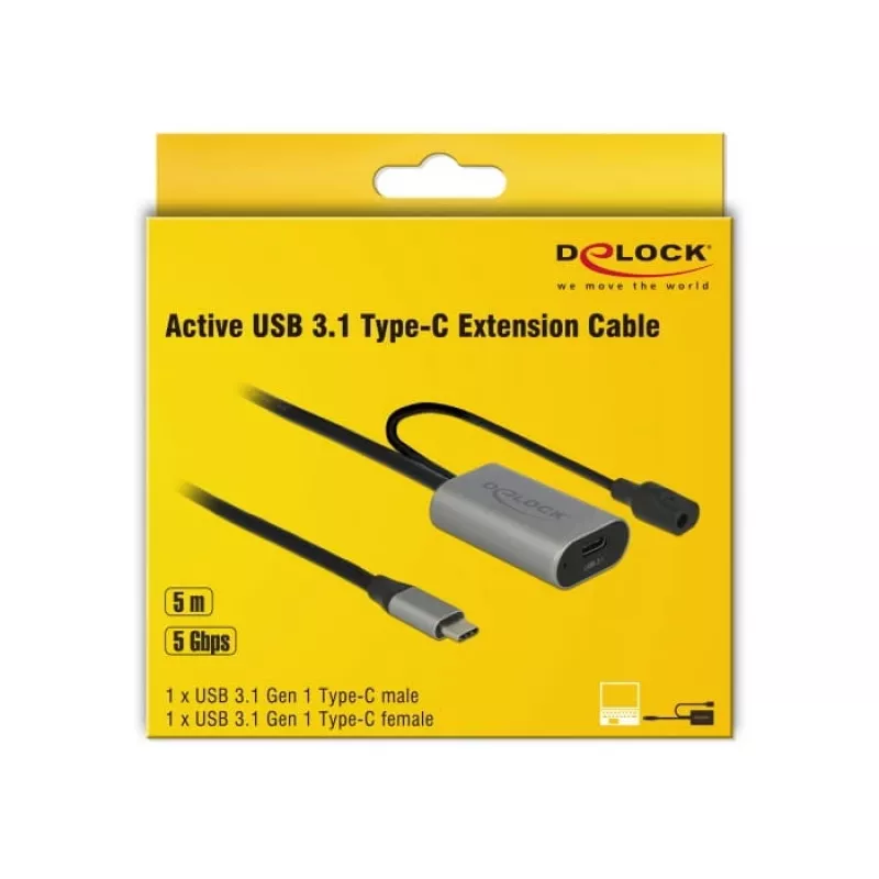 Delock USB-C Cavo prolunga attivo, 5 m, USB 5 Gbps (USB-20225 / 85392)