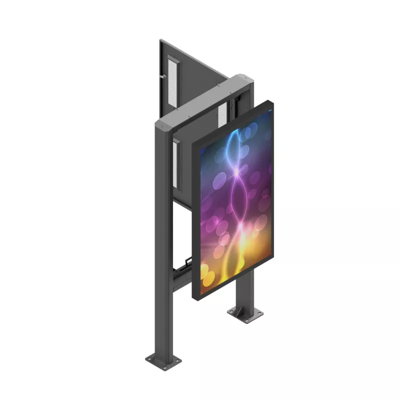 Custodia in acciaio Edbak POK101 per display Digital Signage, nero, verticale 862x200x1981 mm