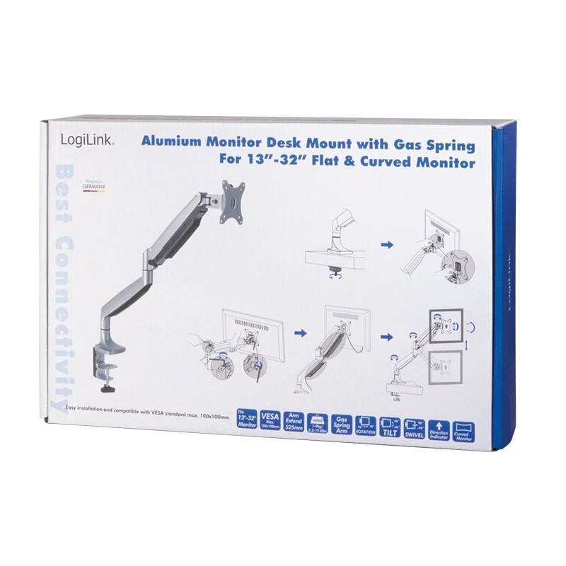 Supporto per monitor LogiLink BP0042 81,3 cm (32 pollici) da scrivania in alluminio