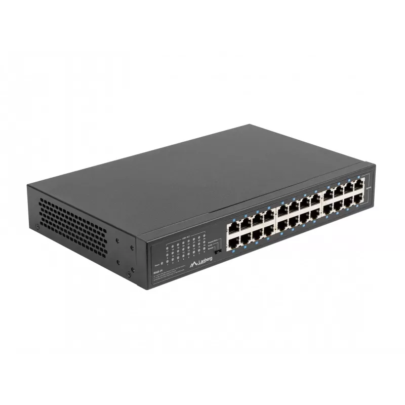 Switch non gestito LANBERG RSGE-24 — 24× Gigabit Ethernet 1U, montaggio a rack, nero