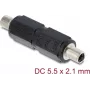 Adattatore DELOCK connettore DC cavo 5,5 x 2,1 mm femmina-femmina con filettatura, dritto, nero