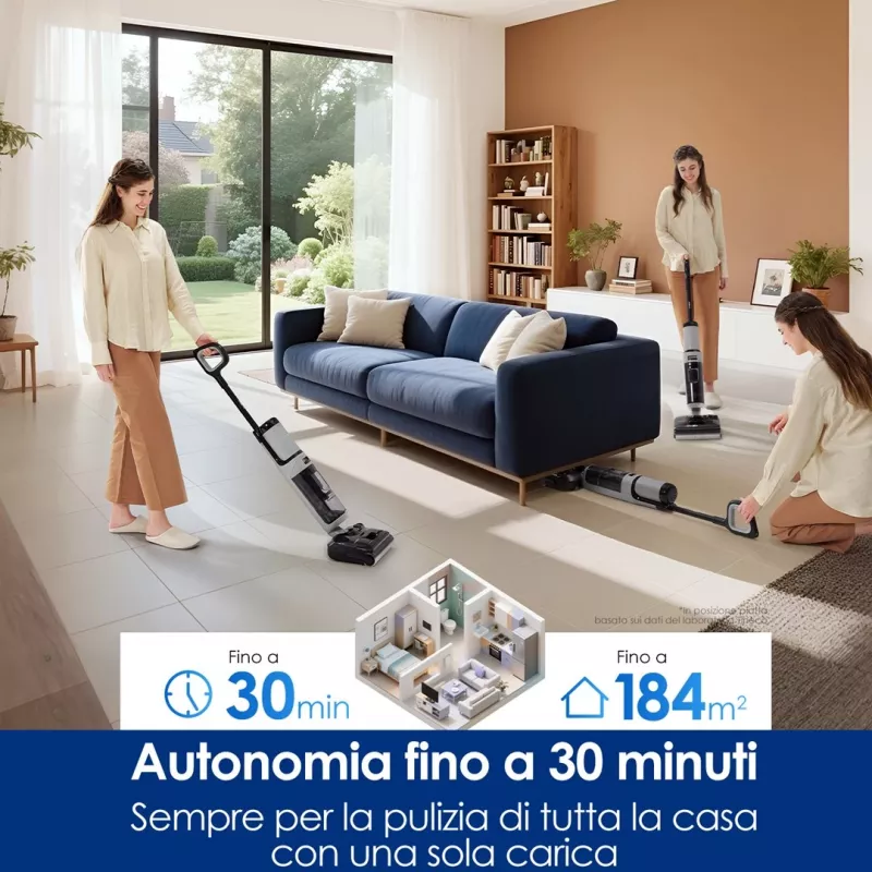 Lavapavimenti wireless Tineco Floor One i5 Stretch Plus – lavapavimenti leggero a umido e a secco in posizione verticale