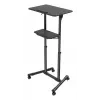 Gembird TVS-DESK-01-BK scrivania mobile in piedi con ruote, altezza regolabile 111–134,5 cm, inclinazione 30°, max 20 kg, nera