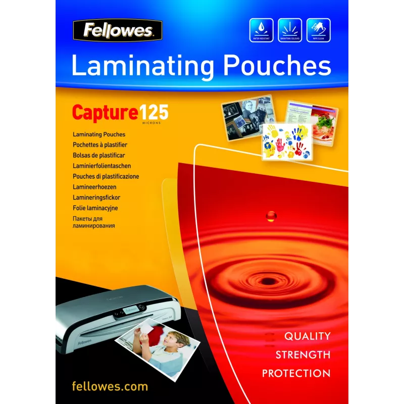 Pellicole di laminazione Fellowes A6 Glossy 125 micron – confezione da 100