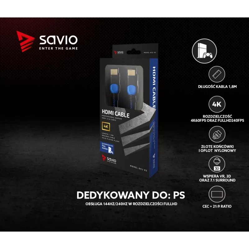 Cavo HDMI Savio GCL-02 1,8 m HDMI Type-A (standard) nero, blu