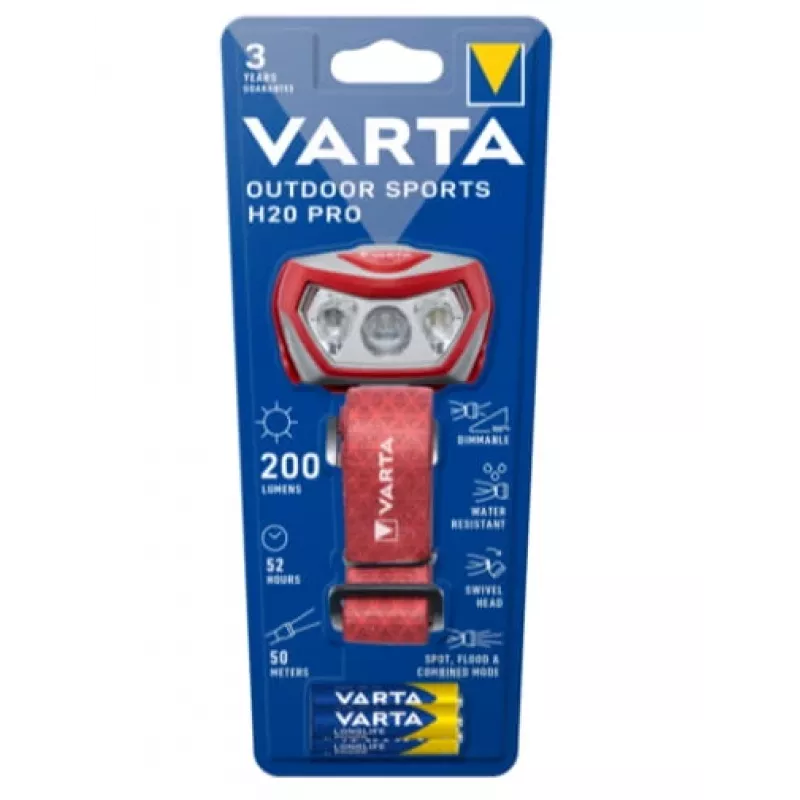 Lampada frontale Varta Outdoor Sports H20 Pro grigio rosso