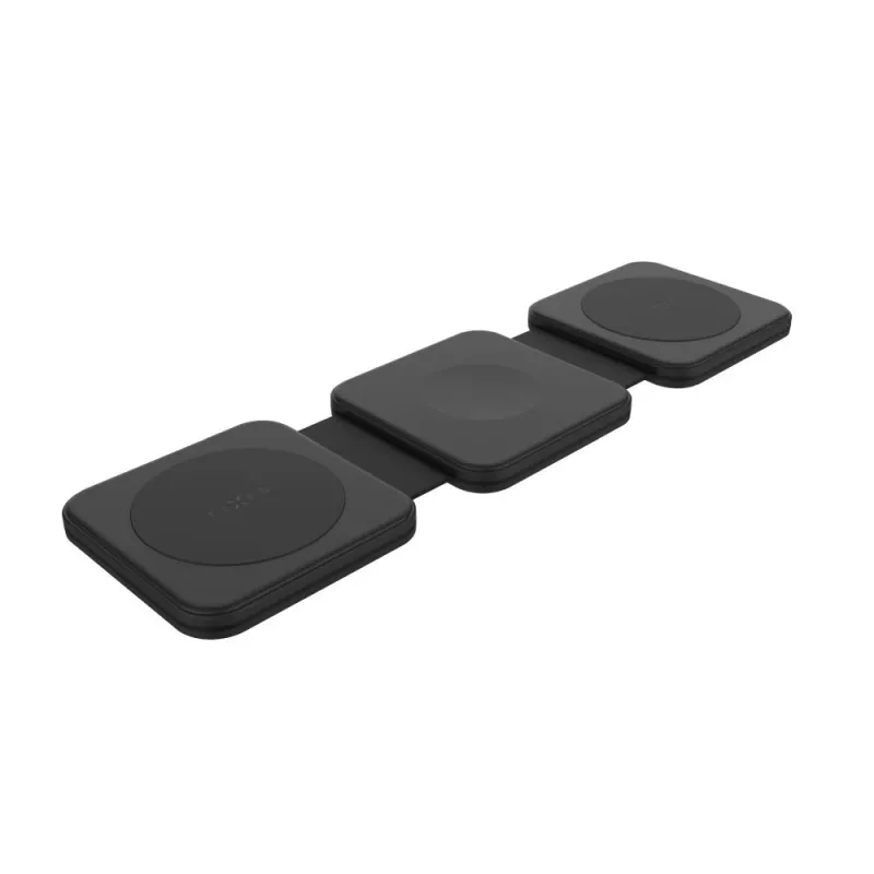 Caricabatterie pieghevole wireless FIXED FIXFLE-SA-BK 3-in-1 per Samsung — caricabatterie portatile compatto per telefono, auricolari, dispositivi indossabili