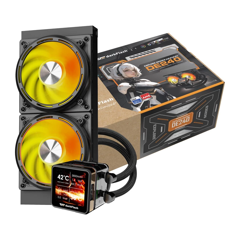 Dissipatore a liquido per CPU Darkflash DE240 (nero) — radiatore da 240 mm, raffreddamento a liquido AIO
