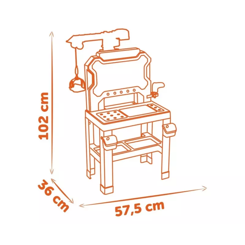 Giocattolo officina per bambini SMOBY Bricolo Builder 7600360741 – Set di attrezzi da costruzione per giochi di ruolo