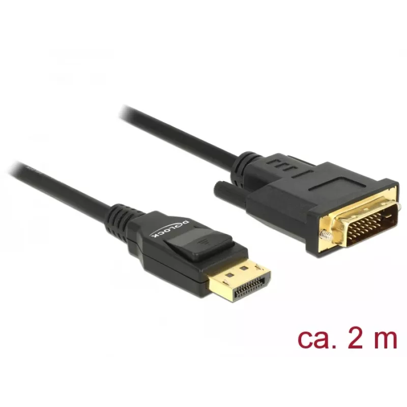DeLOCK - cavo video - Single Link - DisplayPort (M) a DVI-D (M) - DisplayPort 1,2a - 2,0m - passivo - nero (85313)