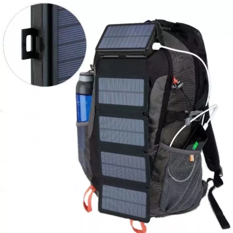 PowerNeed ES20000B pannello solare pieghevole con power bank, 9 W, 20000 mAh, Li-Poly, 2x USB 2 A, nero