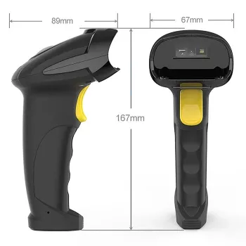 Lettore di codici a barre wireless QOLTEC 50856 – palmare 1D & 2D senza fili, interfaccia USB, case in ABS, 170×62×100 mm, 203 g