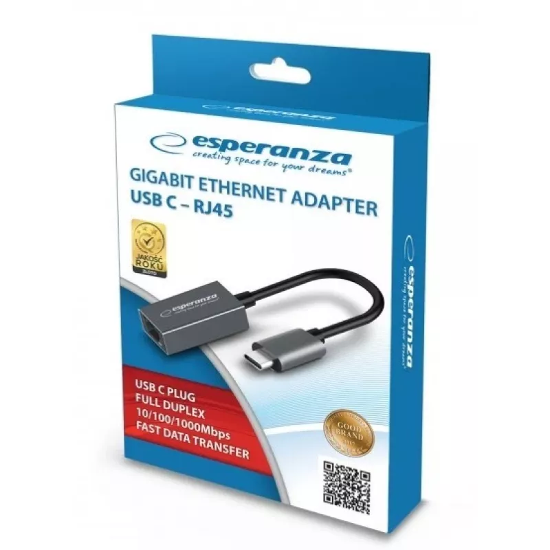 Esperanza ENA102 adattatore USB-C a RJ45 Gigabit Ethernet