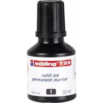 Inchiostro di ricarica per marker Edding T25 nero 30 ml compatibile con Edding No.1/21/22/25/400/500/550/800/850/3000/3300