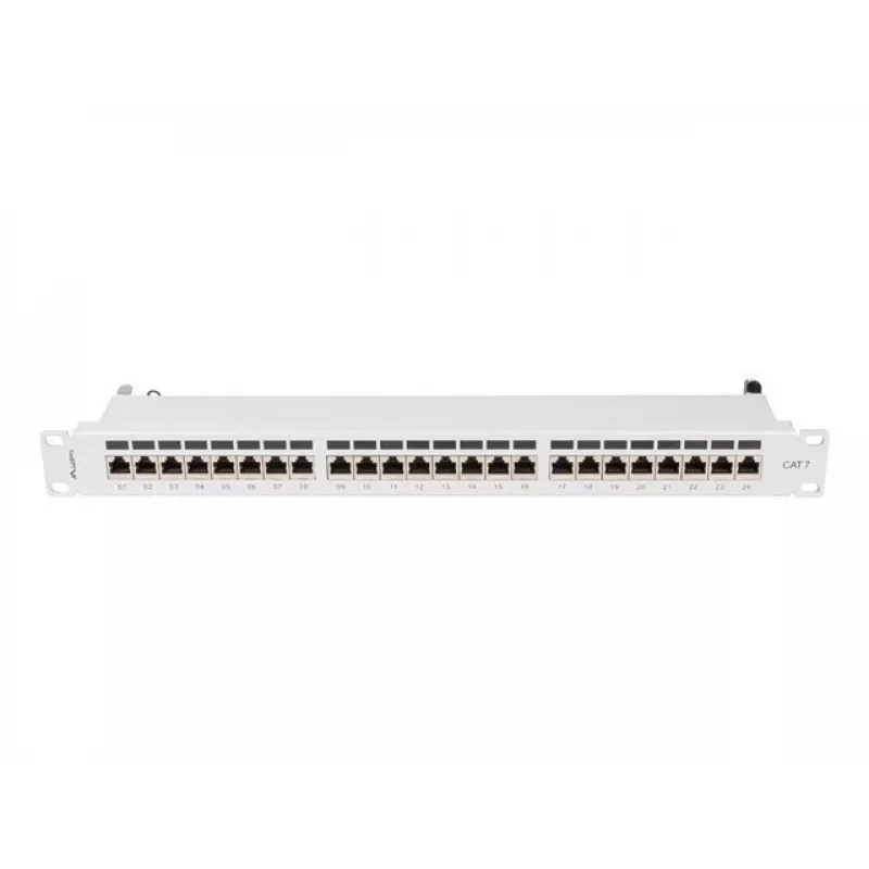 Pannello di permutazione Lanberg PPS7-1024-S da 19 pollici 1U, 24 porte, Cat7, FTP schermato, grigio