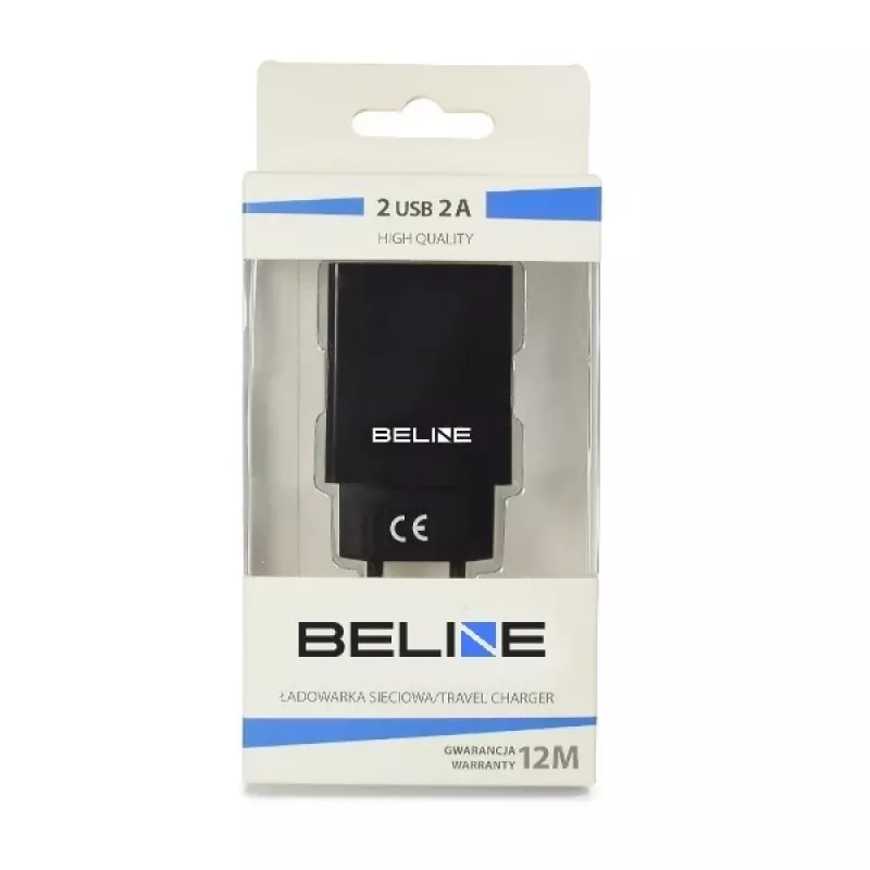 Caricabatterie da viaggio Beline Beli0012 — 2 porte USB, uscita 2A, nero