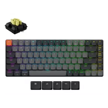 Tastiera meccanica Keychron K3X-B4 — 75% Low-Profile, con filo e Bluetooth 5.2, USB-C, illuminazione RGB, grigio, batteria fino a 124 h