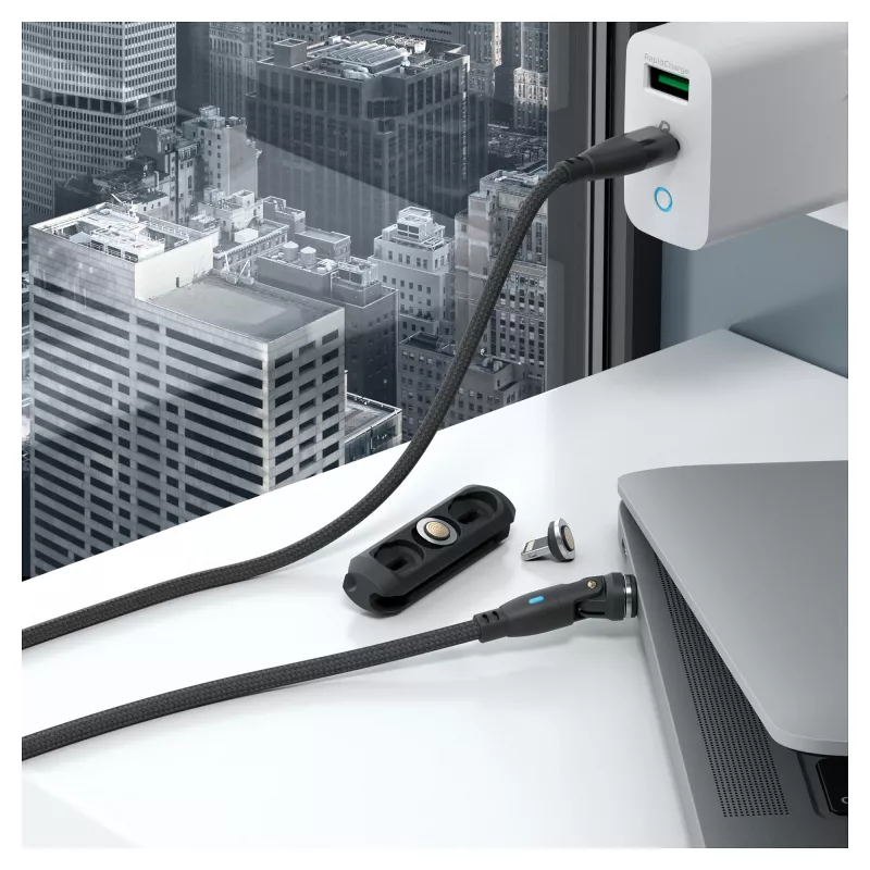 Cavo USB RealPower MagneticCharge 100 1m USB-C nero