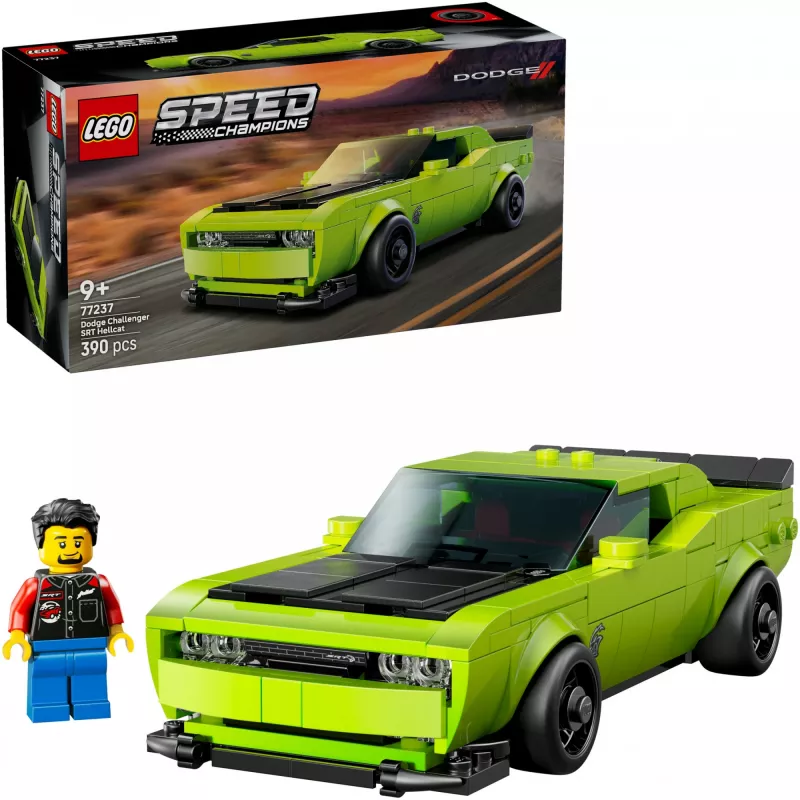 Auto giocattolo da costruzione LEGO Speed Champions Dodge Challenger SRT Hellcat 77237 — 390 pezzi, 1 minifigure, età consigliata 9+
