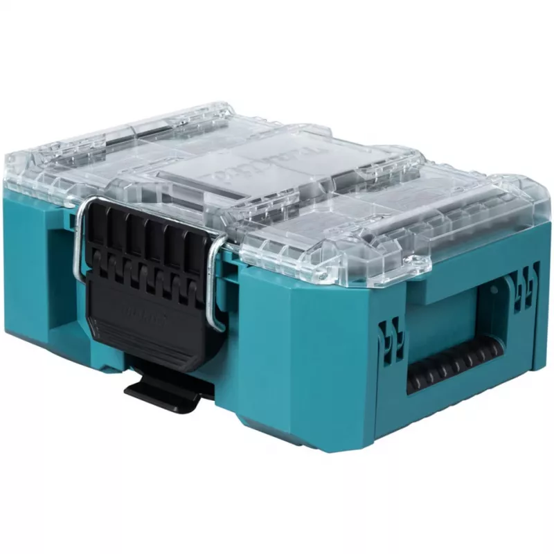 MAKTRAK organizer compatto, cassetta utensili blu/trasparente, coperchio trasparente