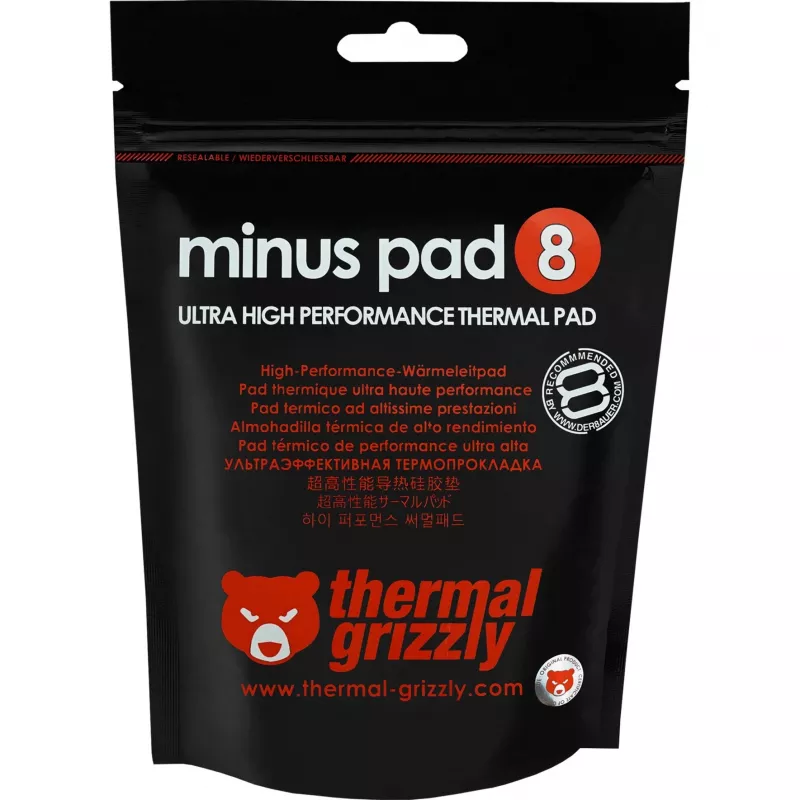 Pad termico Thermal Grizzly Minus Pad 8 — 100 x 100 x 3,0 mm, rosa