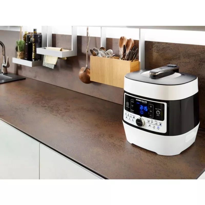Pentola a pressione elettrica Rommelsbacher MD 1000 – 4 l, 1000 W, 14 programmi, bianco/nero