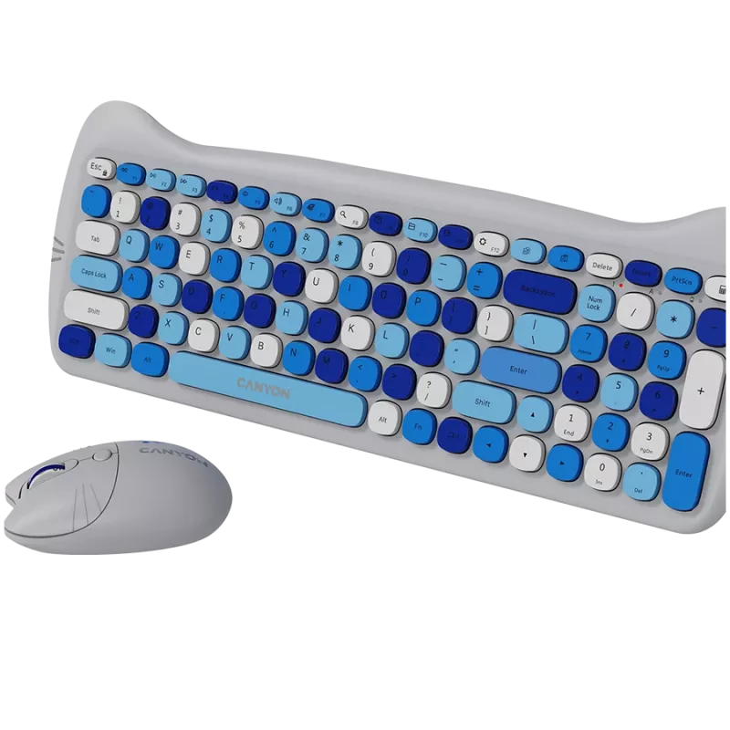 Set tastiera e mouse wireless CANYON HSET-W6 Kitty Edition AAA AA blu