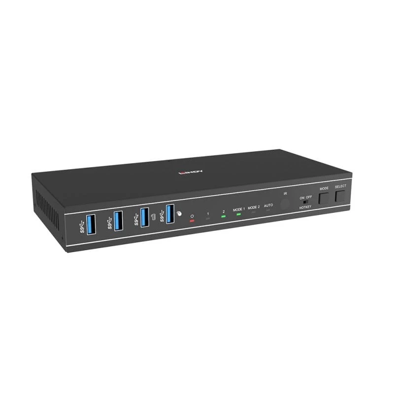 Lindy switch KVM 2 porte Dual Head HDMI 4K60, USB 3.0, 4096 x 2160 pixel, 4K Ultra HD, nero