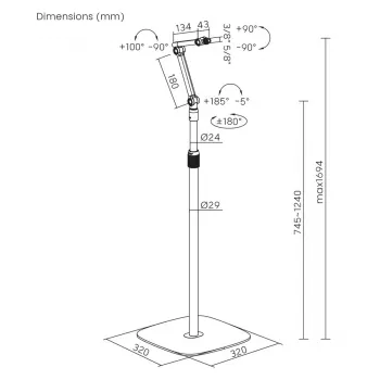 Asta per microfono MACLEAN MC-337 regolabile in altezza 626–1694 mm, portata 1 kg