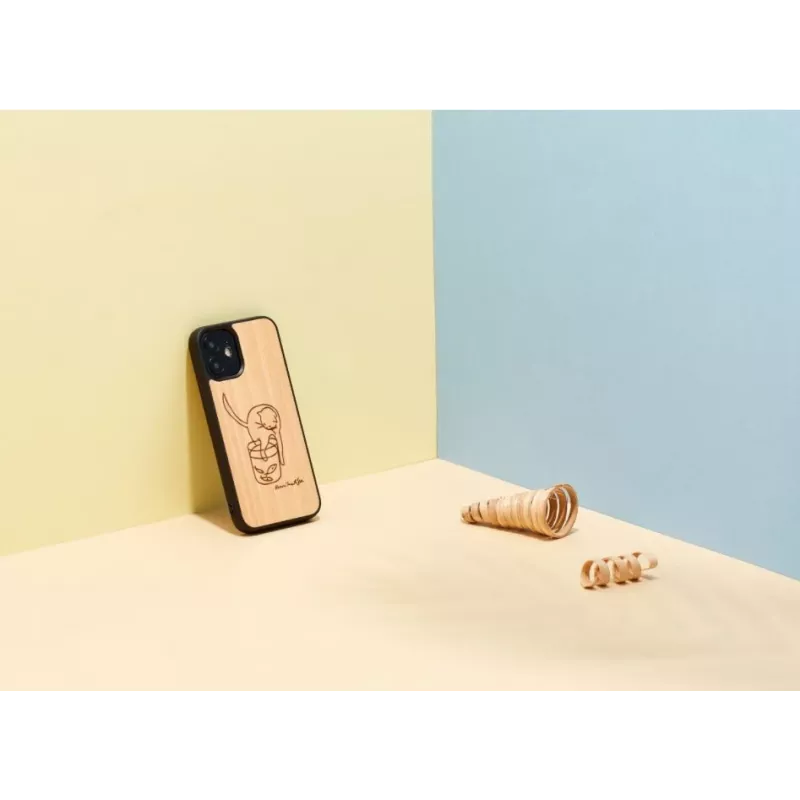 Custodia per cellulare Man and Wood per iPhone 12 mini — gatto stampato con pesce rosso