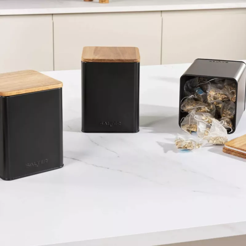 Set portapane Salter BW129001EU7 nero 4 pezzi – contenitori per pane e prodotti da forno