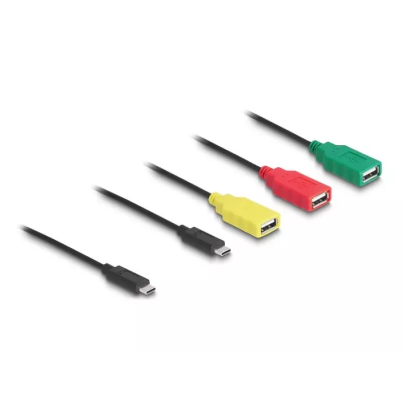 Hub USB DeLOCK 4 porte USB 2.0 con cavo USB Type-C su 3 x USB-A femmina + 1 x USB-C maschio
