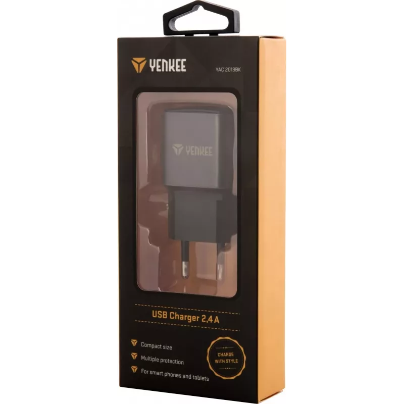 Caricabatterie USB-A da parete YENKEE YAC 2013BK — 12 W, uscita 2,4 A