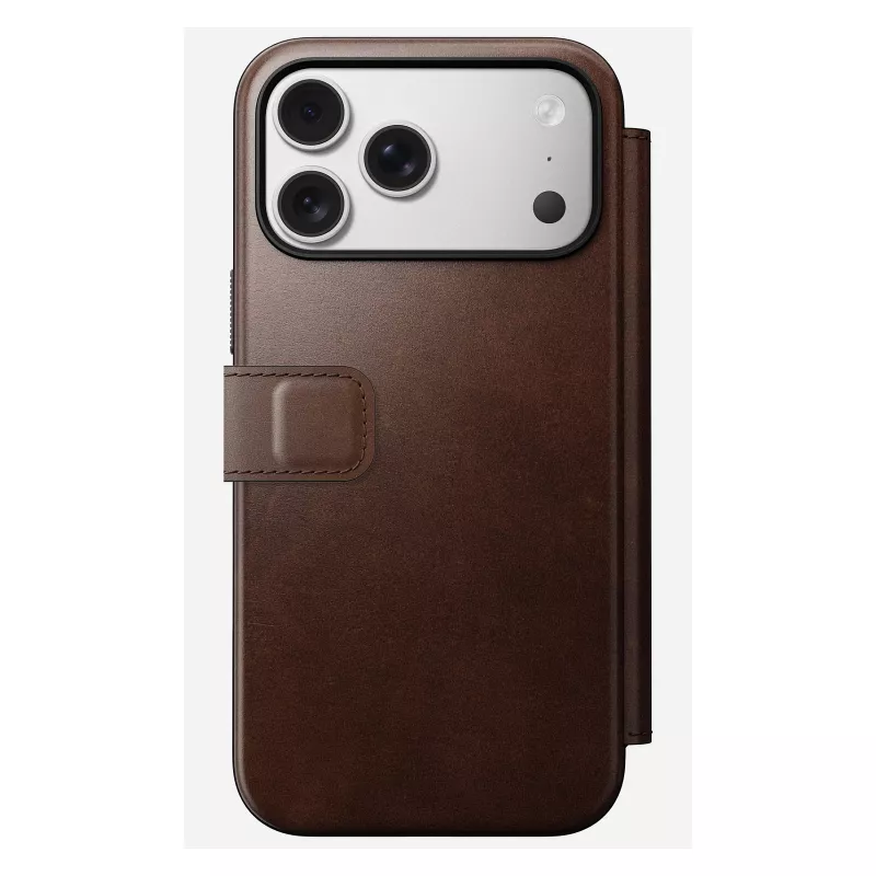 Custodia per cellulare Nomad Modern Leather Folio Cover per iPhone 17 Pro Max — marrone, pelle, schermo da 6,3
