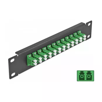 Patch panel fibra ottica DeLOCK 10 pollici 12 porte LC duplex verde 1U nero