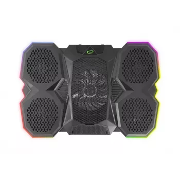 Base raffreddante per laptop ESPERANZA EGC107 – 3 ventole 1200–2600 giri/min, 390×255×38 mm, USB PD, RGB, 5 posizioni di altezza, nero