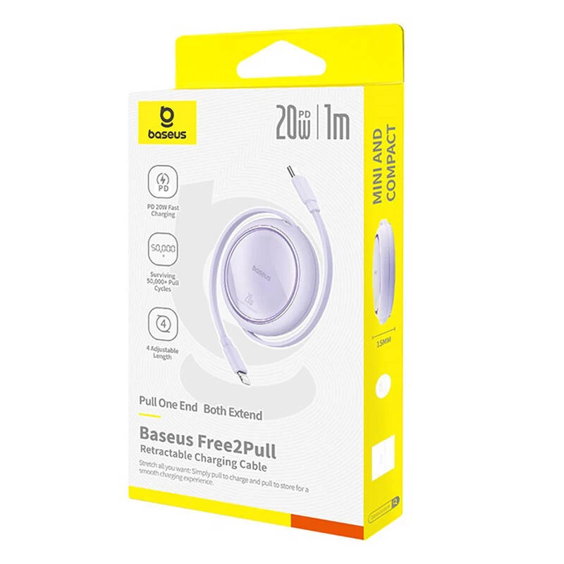 Baseus Free2Pull - Cavo estensibile USB-C a Lightning 20 W, 1 m (viola)