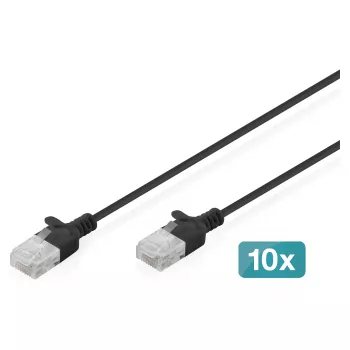 Cavo patch DIGITUS CAT6 U-UTP sottile 1,5 m, nero — confezione da 10