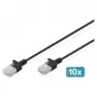 Cavo patch DIGITUS CAT6 U-UTP sottile 1,5 m, nero — confezione da 10