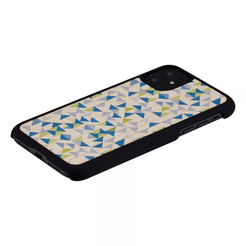 Custodia per cellulare man and wood per iPhone 11 — triangolo blu su nero, guscio rigido protettivo